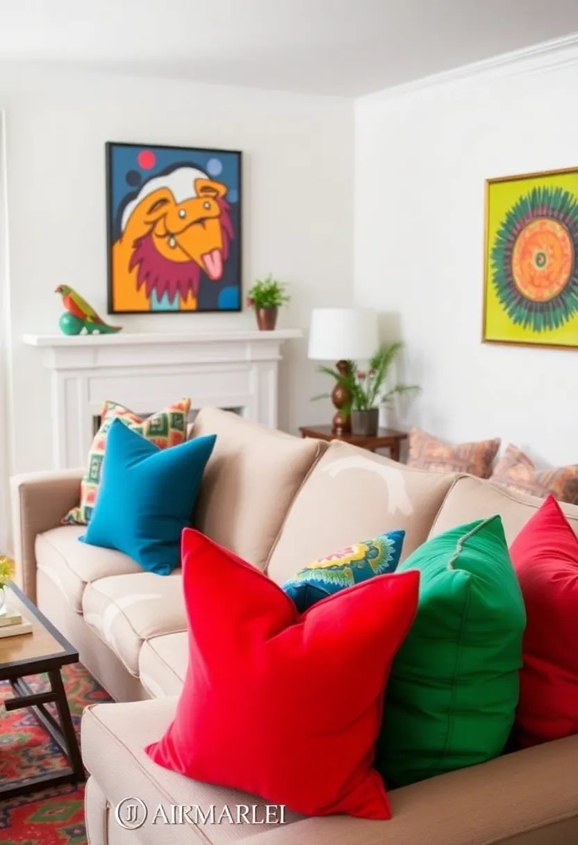 21 Cozy Aesthetic Living Room Ideas to Transform Your Space (Don't Miss #7!) - 16. Colorful Accents