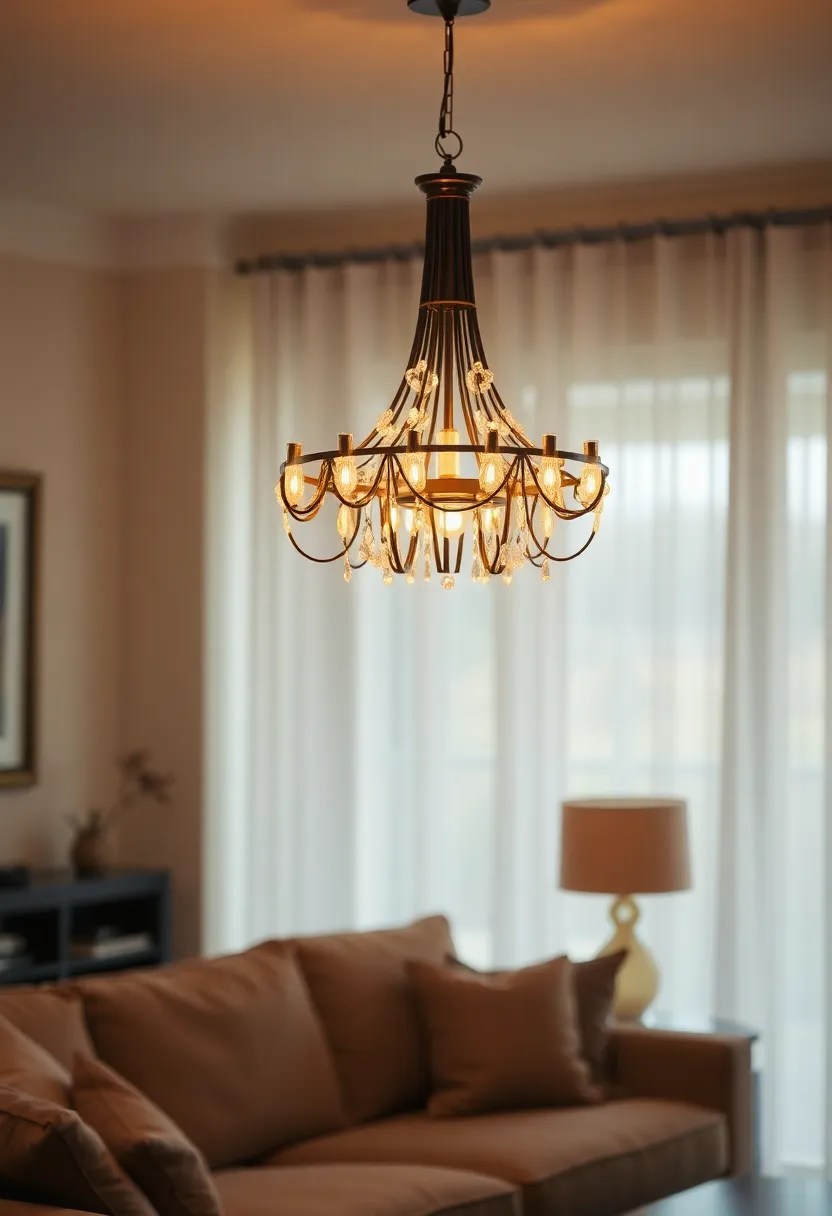 21 Cozy Aesthetic Living Room Ideas to Transform Your Space (Don't Miss #7!) - 18. Unique Lighting Fixtures