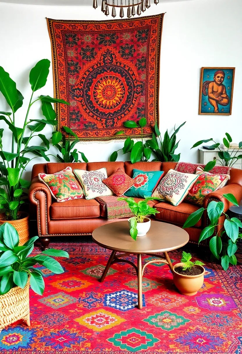 21 Cozy Aesthetic Living Room Ideas to Transform Your Space (Don't Miss #7!) - 3. Bohemian Vibes